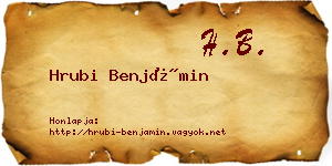 Hrubi Benjámin névjegykártya